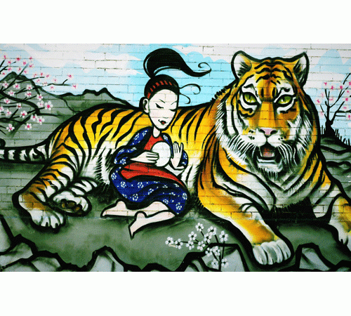 Girl & Tiger Background